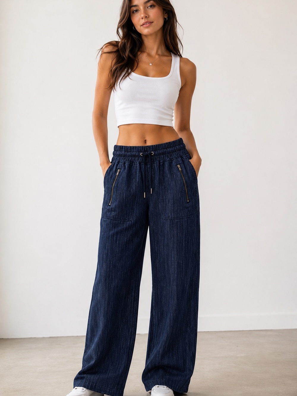 Athleta Cabo Linen Textured Wide Leg Pants